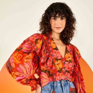 FARM RIO - Red Bananas Blouse - Size L